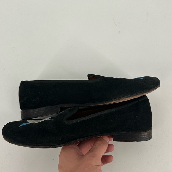 Stubbs & Wootton Skull Lightning Embroidered Suede Loafers Smoking Slippers 7.5 - Picture 8 of 14